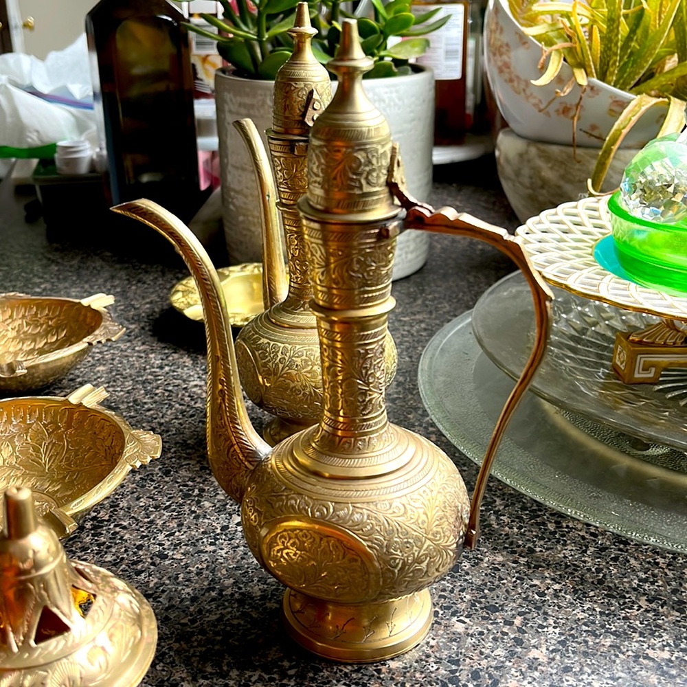 Vintage India Brass 9” ewer 60s